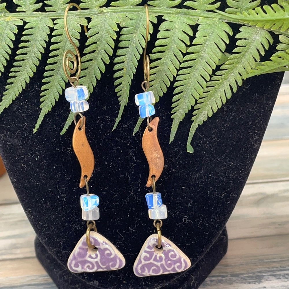 👑🌸Adorned Crown artisan assemblage Lavender moonstone earrings